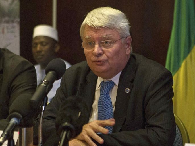 U.N. head of peacekeeping operations Herve Ladsous speaks at a news conference in Bamako October 7, 2014. REUTERS/Joe Penney (MALI - Tags: CIVIL UNREST POLITICS)