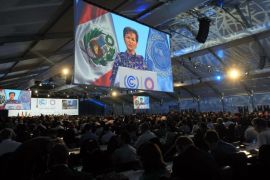 Executive Secretary of the UN Framework Convention on Climate Change (UNFCCC), Christiana Figueres, delivers a speech during the opening of the the 20th United Nations Climate Change Conference (COP-20) at Lima, Peru, 01 December 2014. The 12-day UN conference in Lima will bring together 195 countries from 01 to 12 December 2014 to propose the guidelines for an agreement that is to be formally sealed a year later in Paris.