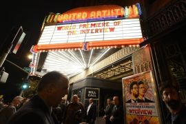 Heavy security surrounds the entrance of United Artists theater during the premiere of the film "The Interview" in Los Angeles, California in this December 11, 2014 file photo. Sony Pictures canceled the December 25, 2014 theatrical release of its North Korea comedy after major U.S. theater chains pulled out of showing the film following threats from hackers. REUTERS/Kevork Djansezian/Files (UNITED STATES - Tags: ENTERTAINMENT)