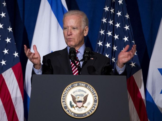 Vice President Joe Biden speaks to the Saban Forum in Washington, Saturday, Dec. 6, 2014. Biden says the U.S. will be "relentless" in its efforts to bring the killers of an American photojournalist to justice. (AP Photo/Jose Luis Magana)