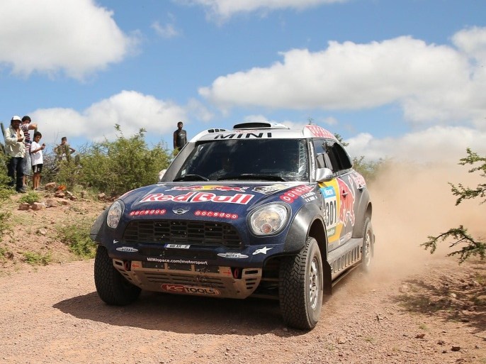 Qatar's driver Nasser Al-Attiyah, of Qatar Rally Team, during the 12th stage of Rally Dakar 2015 running between Rio Hondo and Rosario in Argentina, 16 January 2015.