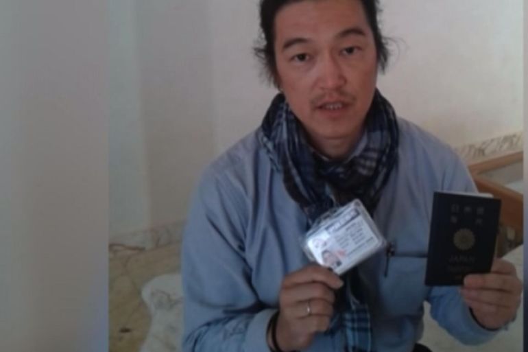 ALEPPO, SYRIA - JANUARY 29 : A frame grab taken from a footage on October 24, 2014, shows Japanese journalist Kenji Goto Jogo, one of two Japanese hostages captured by Islamic State of Iraq and Levant (ISIL), gives an interview in northern Mari district of Aleppo, Syria.