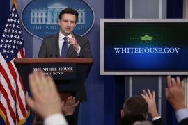 WASHINGTON, DC - JANUARY 23: White House Press Secretary Josh Earnest speaks to the media during his daily briefing in the Brady Briefing Room January 23, 2015 in Washington, DC. Earnest spoke on several issues including President Obama's upcoming trip to India.