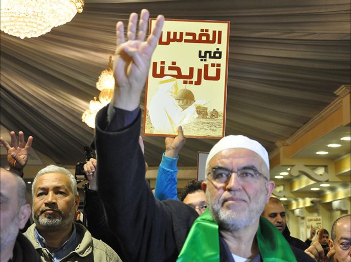رئيس الحركة الإسلامية الشيخ رائد صلاح خلال أمسية " إلا مسرى رسول الله"، التقطت شهر يناير كانون الثاني 2015.