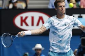 Tomas Berdych of the Czech Republic in action against Rafael Nadal of Spain in their quarter-final match at the Australian Open Grand Slam tennis tournament in Melbourne, Australia, 27 January 2015. The Australian Open tennis tournament runs until 01 February 2015.