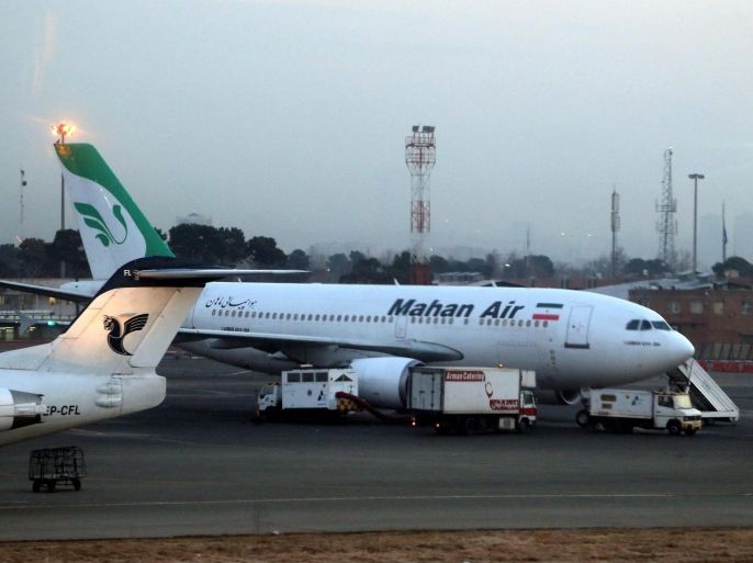 A photo made available 23 January 2014 shows Iranian 'Mahan Air' planes at the parking area of the Mehr-Abad airport, in Tehran, Iran, 22 January 2014. After the implementation of the 24 November 2014 nuclear agreement with the world powers, economic sanctions against Iran were partially lifted, including the delivery of spare parts for the country's obsolete civil air fleet. Under the deal reached in Geneva, Switzerland, in November 2013 with six world powers, the United States and European Union many sanctions has been suspended, apart from embargoes on Iranian crude oil exports and financial transactions which are still in place.