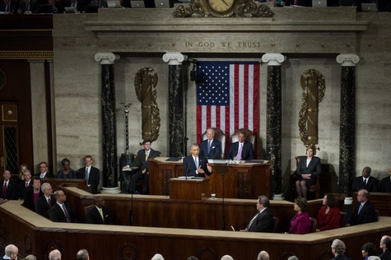 US President Barack Obama delivers his 6th State of the Union address before a joint session of Congress on the floor of the US House of Representatives in the US Capitol in Washington, DC, USA, 20 January 2015.