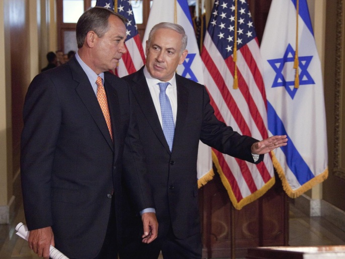  نتنياهو وبوينر أثناء زيارة سابقة لرئيس الوزراء الإسرائيلي لواشنطن (أسوشيتد برس)