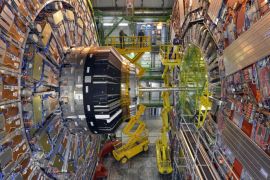 GENEVA, SWITZERLAND - SEPTEMBER 02: The CMS detector, part of the CERN LHC experiment on September 2, 2014 in Geneva, Switzerland. The European Organization for Nuclear Research (CERN), which has 21 member states, has built amongst other experiments the Large Hadron Collider (LHC). The world's largest atom collider has been investigating antimatter, dark matter and the creation of the universe. Built around a 27 kilometre underground ring of superconducting magnets where two high-energy particle beams travel at close to the speed of light in opposite directions before they are made to collide at four particle detectors.