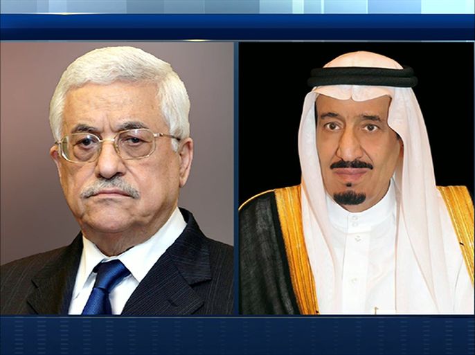 لقاء العاهل السعودي سلمان بن عبد العزيز مع الرئيس الفلسطيني محمود عباس