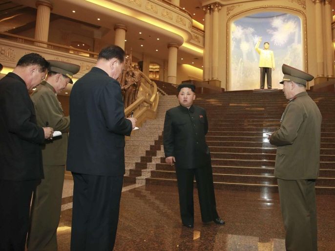 North Korean leader Kim Jong Un visits the refurbished Guards Units Hall at the Victorious Fatherland Liberation War Museum in Sosong, in this undated photo released by North Korea's Korean Central News Agency (KCNA) in Pyongyang on February 28, 2015. REUTERS/KCNA (NORTH KOREA - Tags: POLITICS) ATTENTION EDITORS - THIS PICTURE WAS PROVIDED BY A THIRD PARTY. REUTERS IS UNABLE TO INDEPENDENTLY VERIFY THE AUTHENTICITY, CONTENT, LOCATION OR DATE OF THIS IMAGE. FOR EDITORIAL USE ONLY. NOT FOR SALE FOR MARKETING OR ADVERTISING CAMPAIGNS. THIS PICTURE IS DISTRIBUTED EXACTLY AS RECEIVED BY REUTERS, AS A SERVICE TO CLIENTS. NO THIRD PARTY SALES. NOT FOR USE BY REUTERS THIRD PARTY DISTRIBUTORS. SOUTH KOREA OUT. NO COMMERCIAL OR EDITORIAL SALES IN SOUTH KOREA
