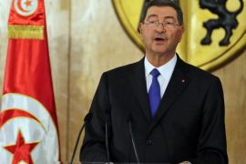 Tunisia's new Prime Minister, Habib Essid, speaks during a ceremony marking the transfer of power from former Prime Minister, Mehdi Jomaa (not pictured), Tunis, Tunisia, 06 February 2015. Tunisia's parliament approved 06 January Essid's unity government led by Nidaa Tounes and incorporating rivals Ennahda with 166 members of the 217 seat parliament in favor.