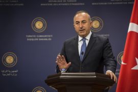 ANKARA, TURKEY - JANUARY 26 : Turkish Foreign Minister Mevlut Cavusoglu holds a press conference with Hungarian Foreign Minister Peter Szijjarto (not seen) in Ankara, Turkey on January 26, 2015.
