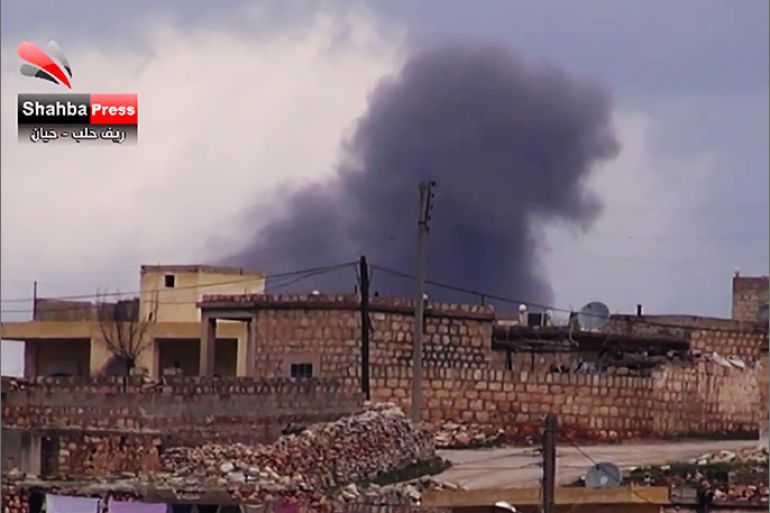 الغارات الجوية على بلدة رتيان بريف حلب.
