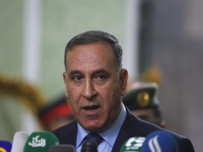 Iraq's Defence Minister Khaled al-Obeidi speaks during a news conference in Baghdad February 11, 2015. Jordanian Armed Forces Chief of Joint Staff Mashal Al Zaben held talks in Baghdad with his Iraqi counterpart as Arab states continued their attacks on Islamic State (IS) militants occupying chunks of Iraq and Syria. REUTERS/Ahmed Saad (IRAQ - Tags: CIVIL UNREST POLITICS CONFLICT MILITARY)