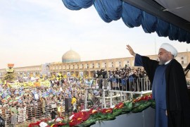 A handout picture made available by the presidential official website shows Iranian President Hassan Rowhani waving to the crowd in the city of Isfahan, central Iran, 04 February 2015. According to media reports, Rowhani said differences with the West over the disputed nuclear program are gradually decreasing and that 'both sides are approaching a good common point'.â¬ EPA/PRESIDENTIAL OFFICIAL WEBSITE/HANDOUT