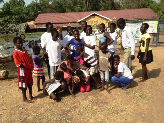 جوبا – جنوب السودان – مجموعة من الاطفال الذين شاركوا في المشروع – مقر منظمة الصوت الحر – 13 فبراير 2015م – تصوير / مثيانق شريلو