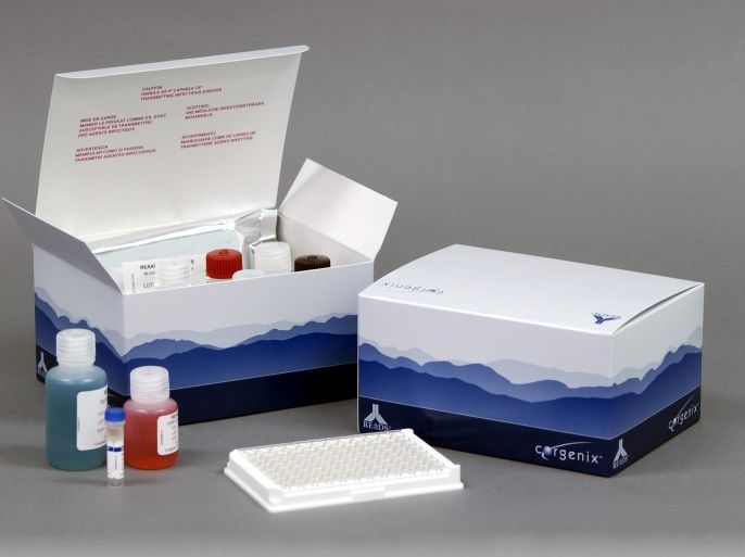 Handout image released by Corgenix Medical Corp showing their newly World Health Organization-approved rapid Ebola test kit called ReEBOV Antigen Rapid Test in Broomfield, Colorado, USA, 20 February 2015. EPA/CORGENIX / HANDOUT EDITORIAL USE ONLY, NO SALES