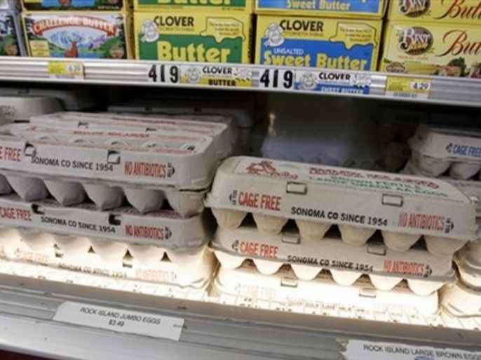 Egg and butter on display at JJ&F Market in Palo Alto, Calif., Wednesday, Aug. 20, 2008. Food inflation is here to stay, or at least for a while. That's because retail prices for cereal, eggs, cheese and meat generally lag those set in international futures markets by several months or longer.