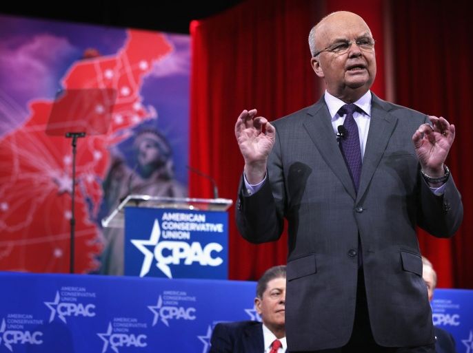 NATIONAL HARBOR, MD - FEBRUARY 27: Former CIA and NSA director Gen. Michael Hayden (Ret.) (R) speaks as Judge Andrew Napolitano (L) listens during a discussion at the 42nd annual Conservative Political Action Conference (CPAC) February 27, 2015 in National Harbor, Maryland. Conservative activists attended the annual political conference to discuss their agenda.