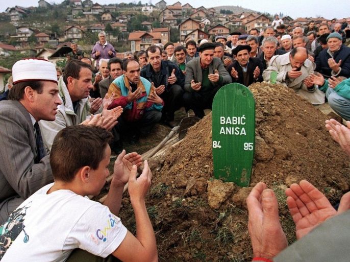 A picture taken on September 17, 1995 shows relatives and friends attending the funeral of an 11 year-old Bosnian Moslem girl, killed by Serb sniper fire in Sarajevo. A deadline loomed on July 25, 2008 for Radovan Karadzic to appeal his transfer to the UN war crimes tribunal, as more details emerged about his life on the run and his assets came under threat of confiscation. Karadzic is wanted for orchestrating two of Europe's worst atrocities since World War II, the 44-month siege of Sarajevo which killed more than 10,000 people and Srebrenica massacre of some 8,000 Muslim males.
