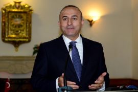 VALLETTA, MALTA - MARCH 10: Turkish Foreign Minister Mevlut Cavusoglu and his Maltese counterpart George Vella (not seen) attend a joint press conference following their meeting in Valletta, Malta on March 10, 2015.
