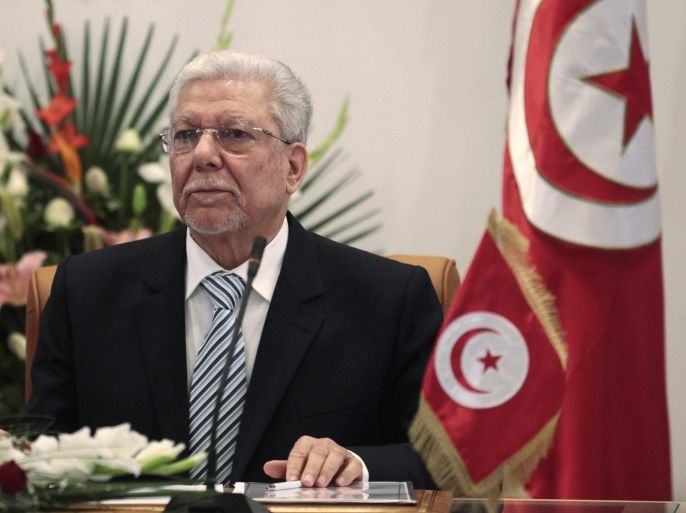 Tunisian Foreign Minister Taieb Baccouche looks on during a news conference at the Tunisian foreign ministry in Tunis February 25, 2015. REUTERS/Zoubeir Souissi (TUNISIA - Tags: POLITICS)