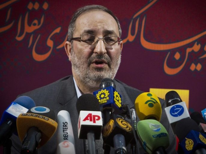 EDITORS' NOTE: Reuters and other foreign media are subject to Iranian restrictions on their ability to film or take pictures in Tehran. Spokesman for Iran's Joint Armed Forces Staff Masoud Jazayeri speaks during a news conference in Tehran January 30, 2012.