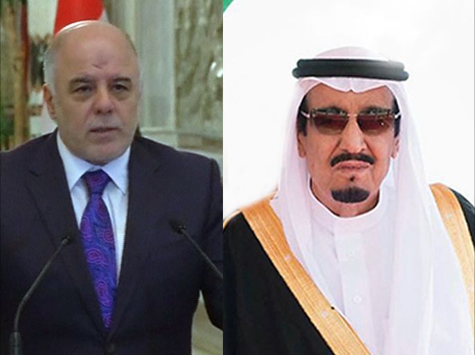 كومبو يجمع الملك سلمان ورئيس الوزراء العراقي حيدر العبادي