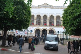 إضراب المحامين التونسيين يشل حركة جميع المحاكم التونسية (مارس/آذار 2015 مقر المحكمة الابتدائية بتونس العاصمة