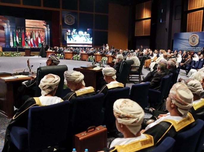 A general view of delegates attending the opening session of the Arab Leaders summit, Sharm al-Sheikh, Egypt, 28 March 2015. The Arab summit is running 28 and 29 March with the current unrest in Yemen topping the agenda as Saudi Arabia at the head of a coalition of Muslim and Arab countries continues to carry out airstrikes against Houthis which have so far claimed some 40 civilian lives with many more injured, and is said to be mulling the option of sending ground forces in to reinstate what they are calling the legitimate government headed by Abdo Rabbo Mansour Hadi, who is now at the conference calling for the continuation of airstrikes until Houthis surrender according to some reports, while talks between delegates continue about the possibility of setting up a joint Arab military force.