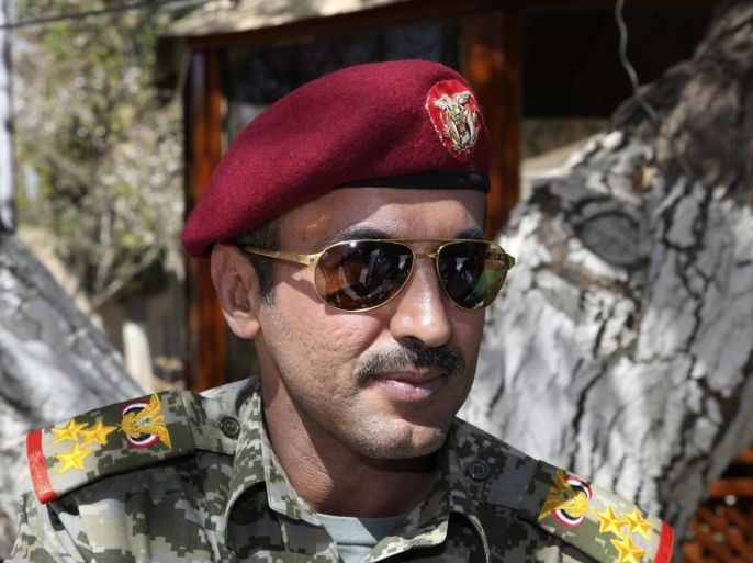 Brigadier General Ahmed Saleh, the son of Yemen's ex-president Ali Abdullah Saleh, is seen at the presidential palace in Sanaa in this February 19, 2011 file photo. Yemen's president removed the commander of the elite Republican Guard, a key political foe, from the military on April 10, 2013, state television reported, in an apparent move to unify the divided armed forces under his own control. Yemeni television read out a series of orders by President Abd-Rabbu Mansour Hadi appointing Brigadier General Ahmed Ali Abdullah Saleh, who is the son of Hadi's predecessor, as ambassador to the United Arab Emirates.