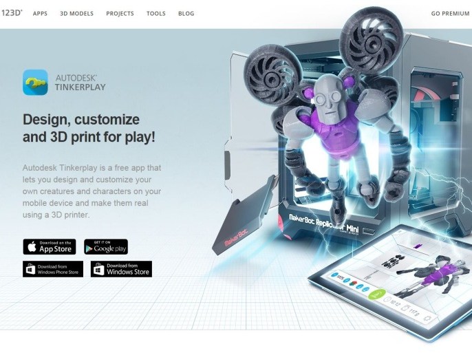 Autodesk Tinkerplay a free app that lets you design and customize your own creatures and character on your mobile device and make them real using a 3D printer.
