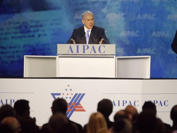 Israel's Prime Minister Benjamin Netanyahu addresses the American Israel Public Affairs Committee (AIPAC) policy conference in Washington, March 2, 2015. Netanyahu said on Monday that the alliance between his country and the United States is "stronger than ever" and will continue to improve. REUTERS/Jonathan Ernst (UNITED STATES - Tags: POLITICS)