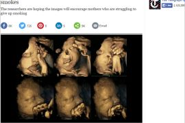 Unborn baby shown grimacing in womb as mother smokes The researchers are hoping the images will encourage mothers who are struggling to give up smoking