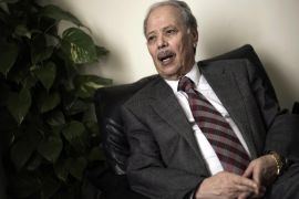 Arab League Assistant Secretary-General Ahmed Ben Helli gives an interview to.