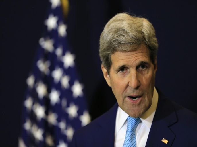 U.S. Secretary of State John Kerry speaks during a press conference at an economic conference, in Sharm el-Sheikh, Egypt, Saturday, March 14, 2015. Kerry said he hopes Israel elects a government that can address the country's domestic needs and also "meets the hope for peace." Kerry said whatever decision Israeli voters make in the election Tuesday, he hopes there will be the chance to move forward on peace efforts afterward. (AP Photo/Hassan Ammar)
