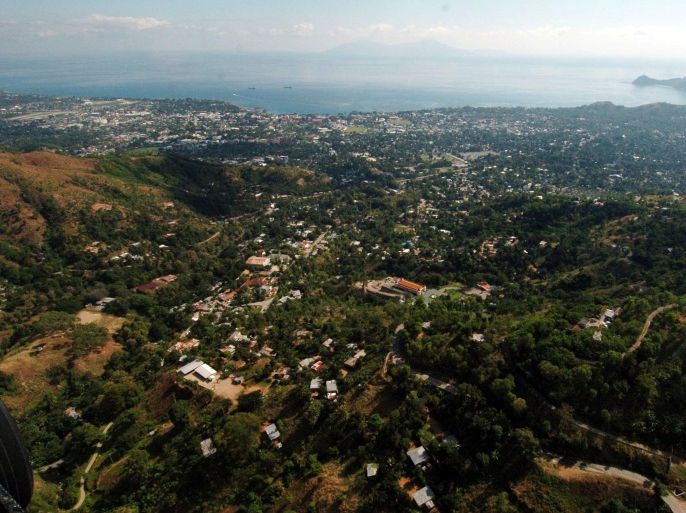 DILI, EAST TIMORE - JUNE 1: An aerial view is shown June 1, 2006 in the capital of Dili, East Timorese. Violence continues to grip the city where waring gangs from the east and west battle helping bring the country to the verge of chaos following independence in 2002.