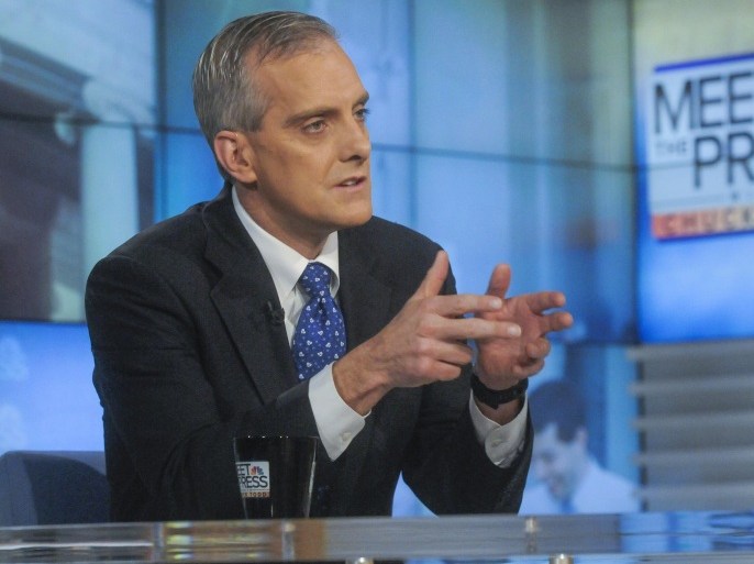 MEET THE PRESS -- Pictured: (l-r) Denis McDonough, White House Chief of Staff, appears on 'Meet the Press' in Washington, D.C., Sunday Jan. 25, 2015.