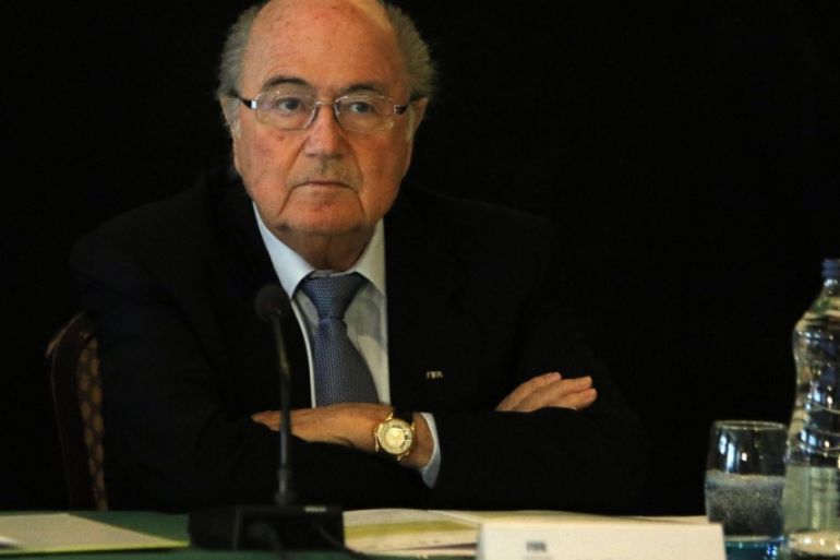 FIFA President Sepp Blatter attends the 129th Annual General Meeting of the International Football Association Board (IFAB) at the Culloden Hotel in Belfast on February 28, 2015. AFP PHOTO / PAUL FAITH