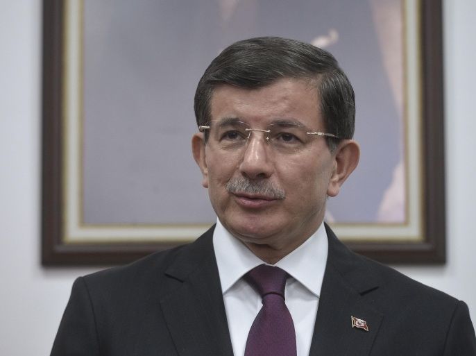 KONYA, TURKEY - MARCH 24: Turkish Prime Minister Ahmet Davutoglu speaks to the media over the latest developments in the country on March 24, 2015 in Konya, Turkey.