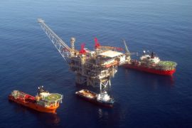 An undated handout picture provided by Albatross Aerial photography on 31 March 2013 shows an aeriel view of the Israeli gas rig 'Tamar' which is located about 90 km off the Israeli coast. After more than four years of drilling the flow of natural gas from the Tamar gas field has begun. According to estimates there are 270 billion cubic meters of natural gas at the Tamar field. EPA/ALBATROSS AERIAL PHOTGRAPHY
