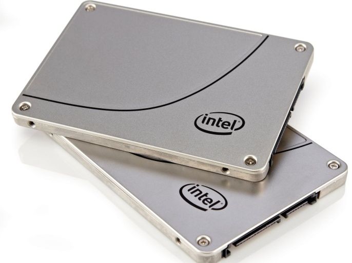 A pair of Intel SSD 730 480GB solid-state drives photographed on a white background, taken on March 7, 2014.
