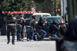 TUNIS, TUNISIA - MARCH 18: Security measures are taken outside the National Bardo Museum, near the country's parliament in Tunis, when gunmen take an unknown number of tourists hostage on Wednesday, March 18, 2015.