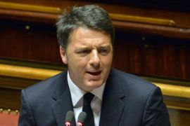 Italian Prime Minister Matteo Renzi gives a speech at the Upper House of Parliament in Rome on April 22, 2015, after observing a minute of silence in memory of the 800 migrants feared to have died when a boat packed with migrants capsized near Libya. European governments were under mounting pressure to act decisively on the Mediterranean migrant crisis as harrowing details emerged of the fate of those who died in the worst tragedy to date. AFP PHOTO / ANDREAS SOLARO