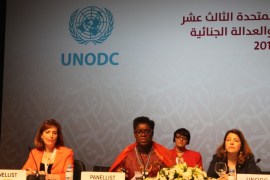 من المنصة الرئيسية للحلقة النقاشيةحول معاملة النساء المجرمات بالمؤتمر الأممي لمنع الجريمة بالدوحة