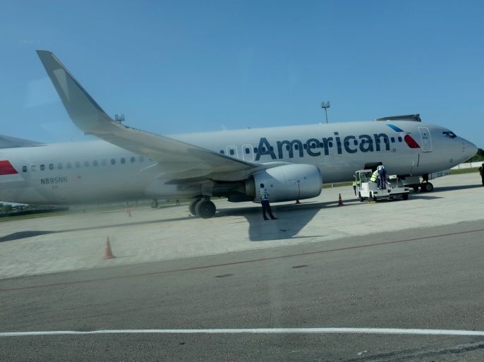 HAVANA, CUBA - MARCH 01: A Miami-bound American Airlines charter plane waits on the tarmac at José Martí International Airport on March 1, 2015 in Havana, Cuba. The United States and Cuban officials continue their dialogue in an effort to restore full diplomatic relations and move toward opening trade.