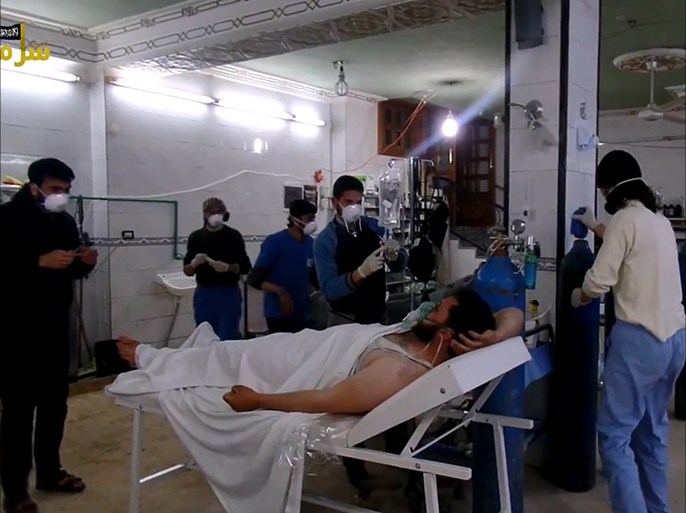 ادلب سرمين: المصابين من جراء استهداف مدينة إدلب بالغازات السامة