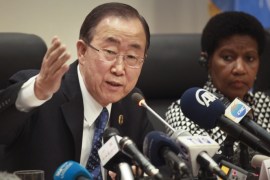 United Nations Secretary-General Ban Ki-moon (L) speaks during a news conference at the 24th Ordinary Session of the African Union Summit, Addis Ababa, Ethiopia, 31 January 2015. The summit will amongst other topics discuss the ebola outbreak in West Africa.
