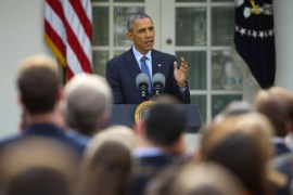 President Barack Obama speaks to members of Congress and other guests in the Rose Garden of the White House in Washington, Tuesday, April 21, 2015. Obama thanked those who supported H.R. 2, the Medicare Access and CHIP Reauthorization Act of 2015 to improve the affordability and quality of health care for the youngest and oldest in the nation. (AP Photo/Pablo Martinez Monsivais)